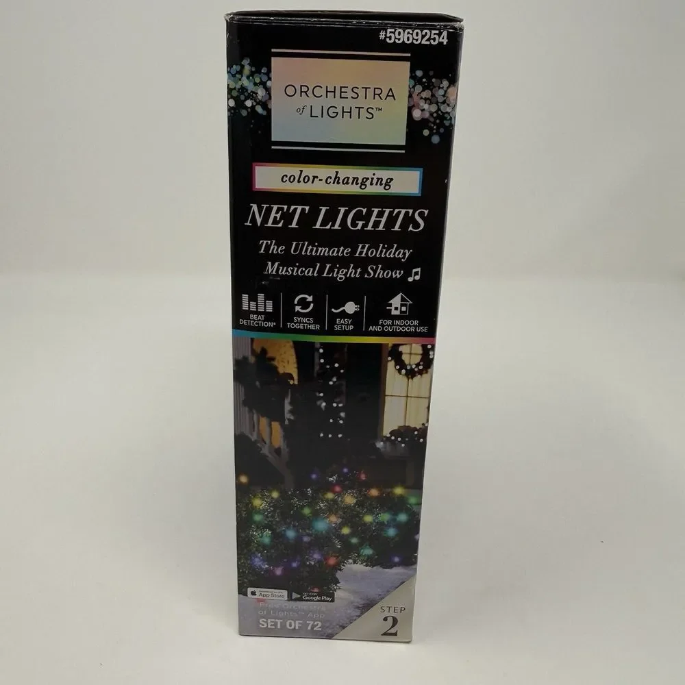 Orchestra of Lights Color Changing Net Lights Set 72‎ Musical Christmas Holiday